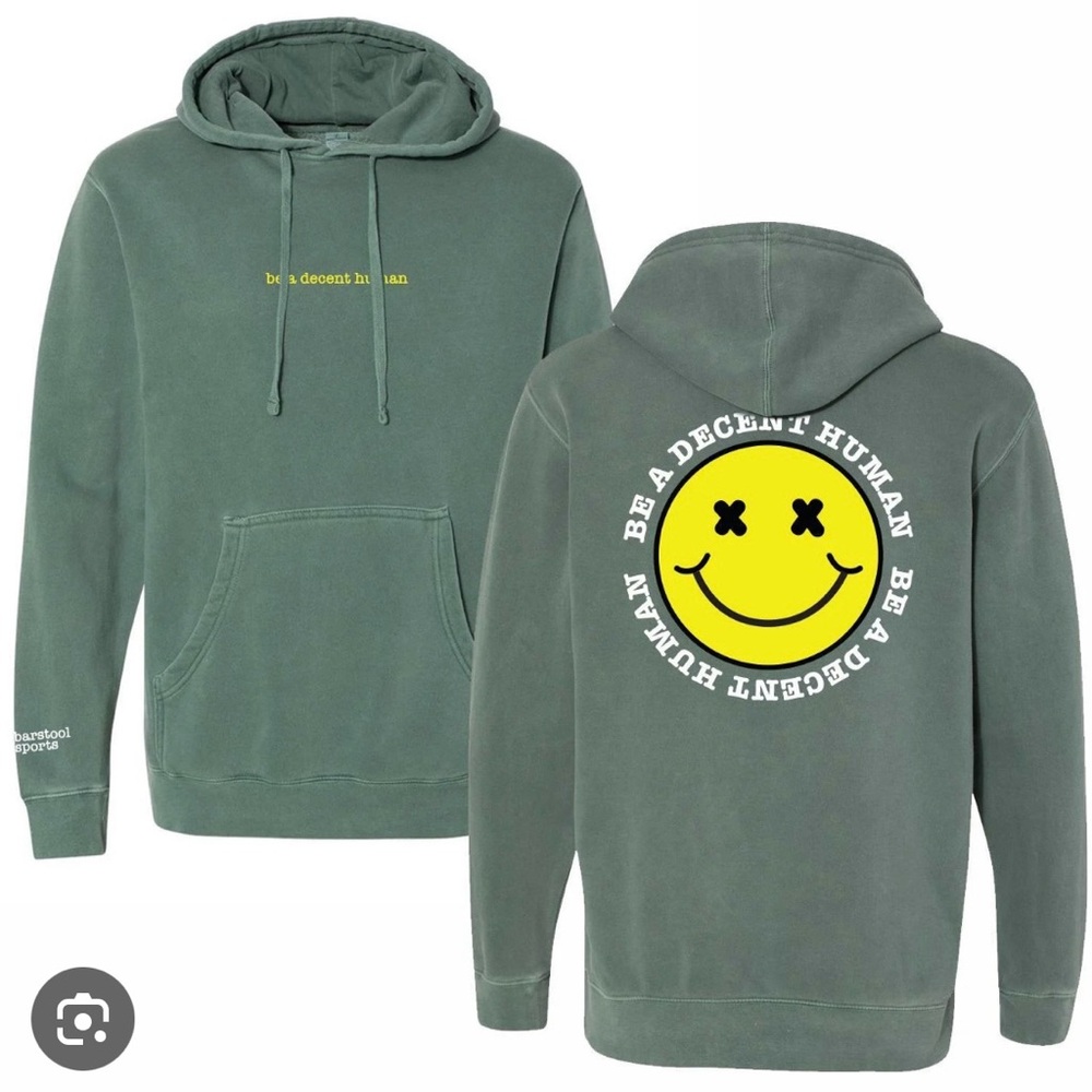 Barstool Sports Be A Decent Human Hoodie (Green) (Small)
